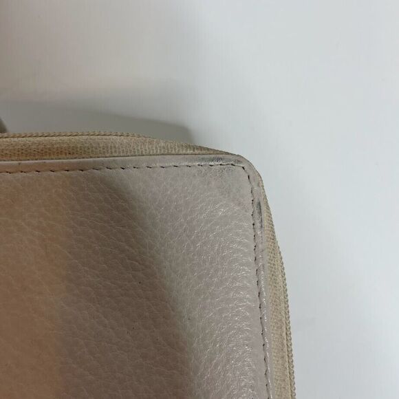 Great American Leatherworks Cream 8" Wallet Wristlet Zipper Snap Genuine Leather - Picture 9 of 9